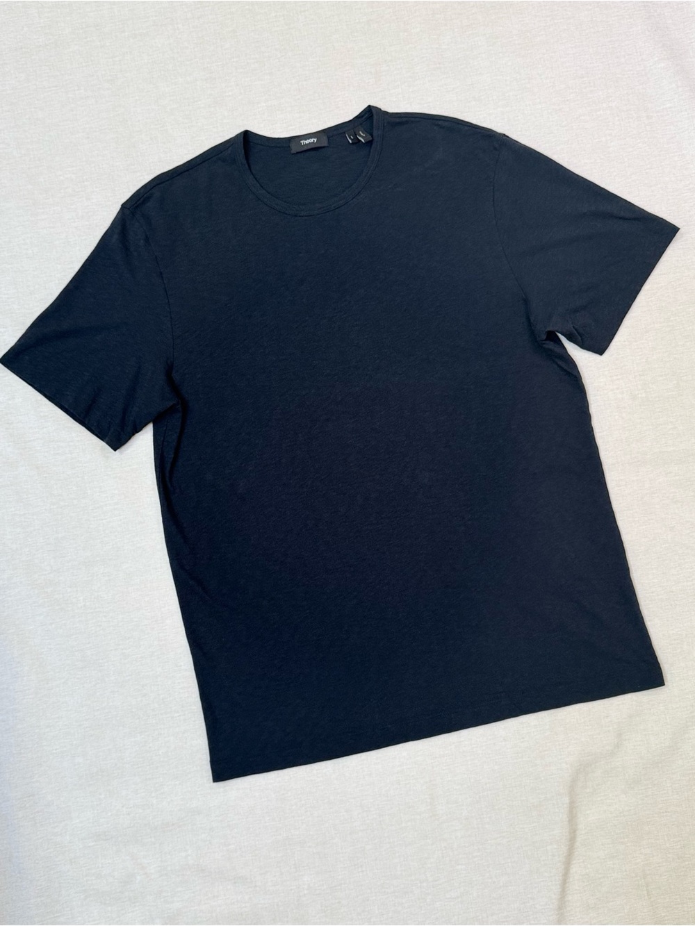 Theory Men's L Dark Gray/Black Pima Cotton Crew T-Shirt Basic Tee